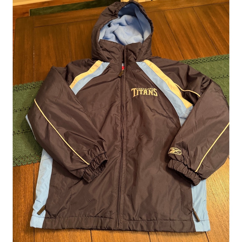 NFL Tennessee Titans Hooded Fleece Lined Jacket Kids Size S 8 Navy Blue
